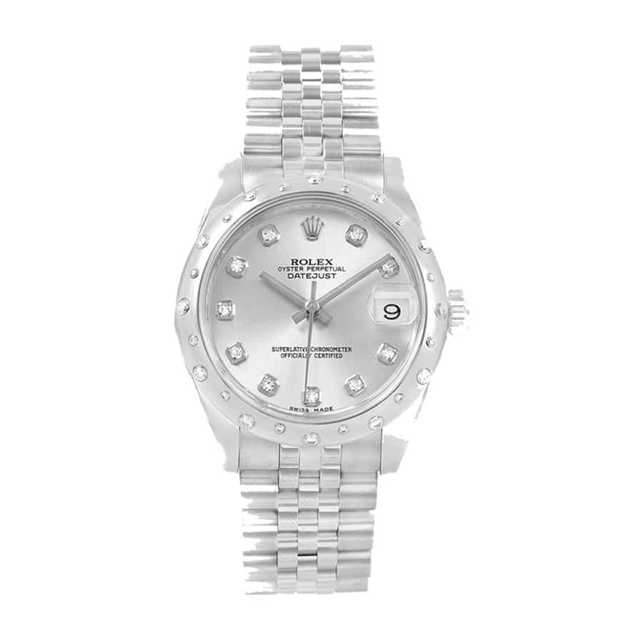Silver Dial Fluted Bezel Yellow Gold 28mm Lady