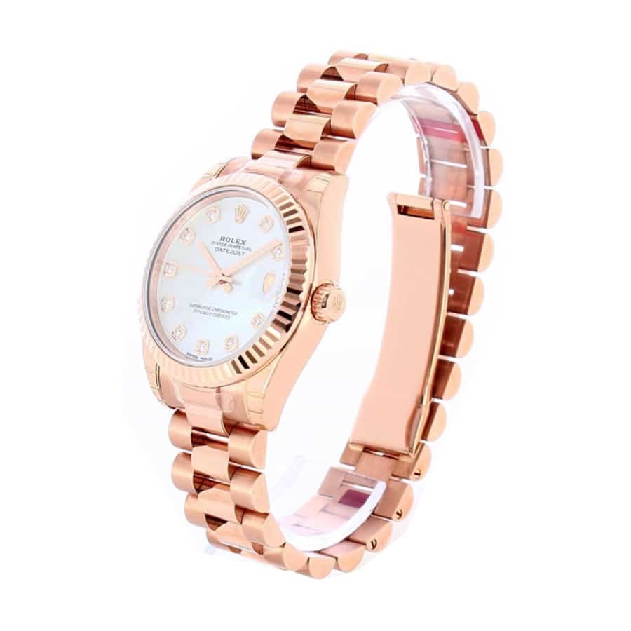 Diamond Markings Fluted Bezel Yellow Gold 28mm Lady