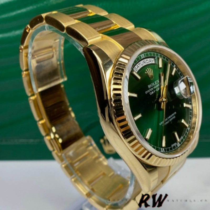 Yellow Gold Green Dial Date