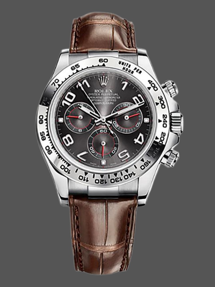 Grey Dial White Gold Chronograph 40mm Mens