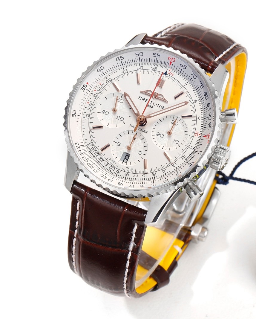 White Dial Rose‑Gold Hands Racing Chronograph Automatic Watch