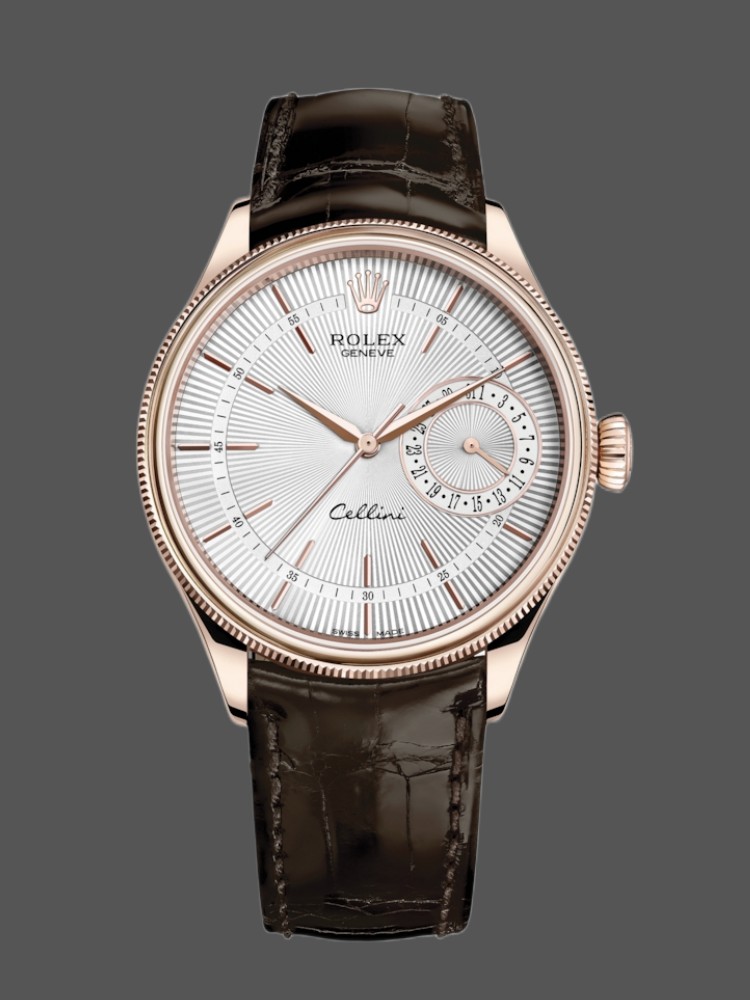Rose Gold Silver Dial Dress Watch 39mm Mens