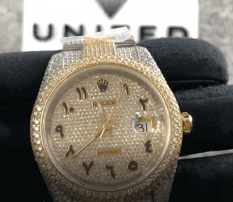 Arabic Numerals Fluted Bezel Yellow Gold 28mm Lady