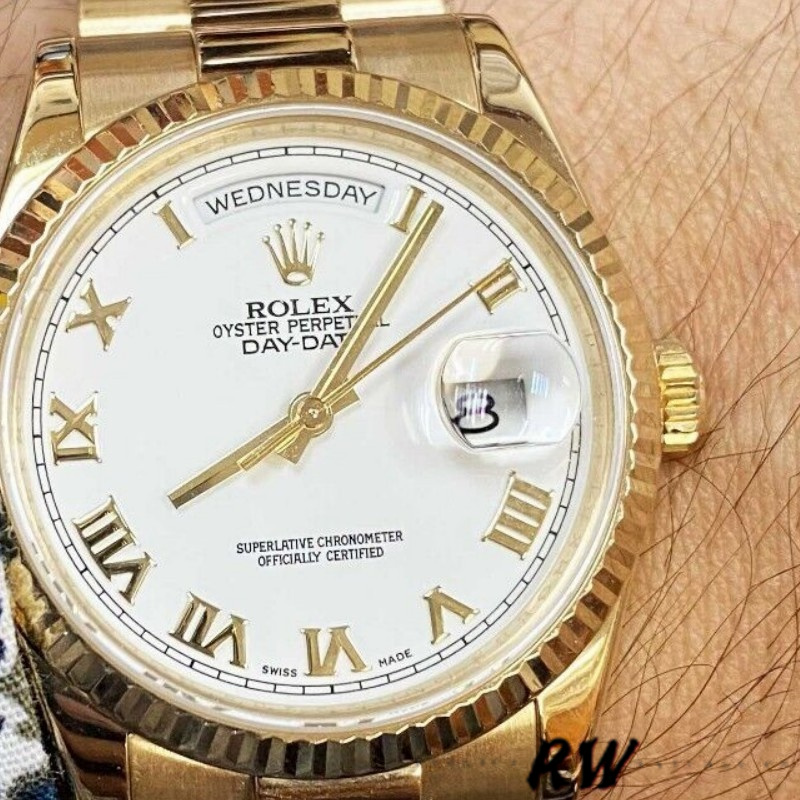 White Roman Numeral Dial Yellow Gold Date