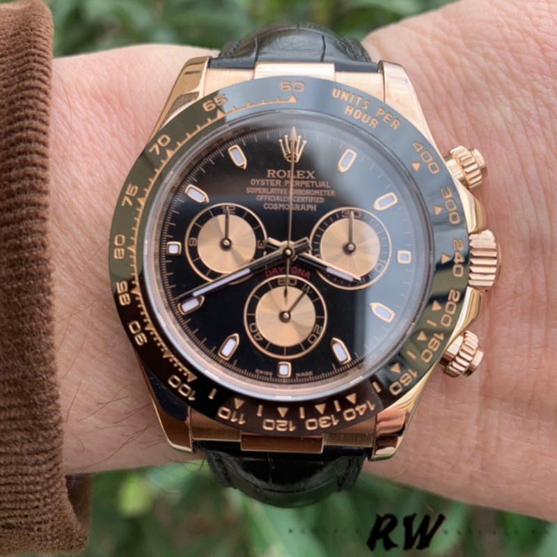 Black Dial Leather Strap Racing Chronograph 40mm Mens