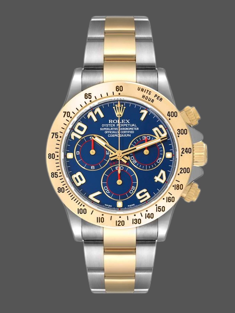 Two Tone Blue Racing Dial Chronograph 40mm Mens