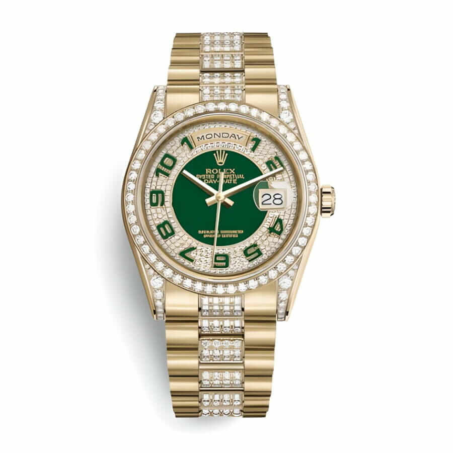 Green Diamond Dial Yellow Gold 41mm Men
