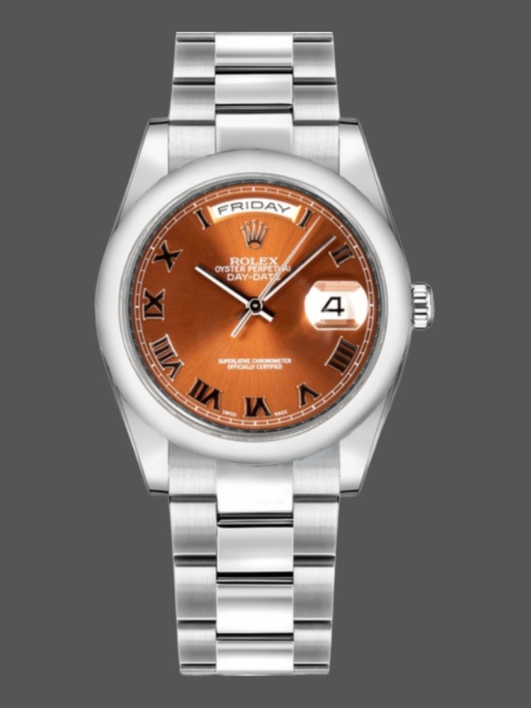 White Gold Copper Brown Dial Date