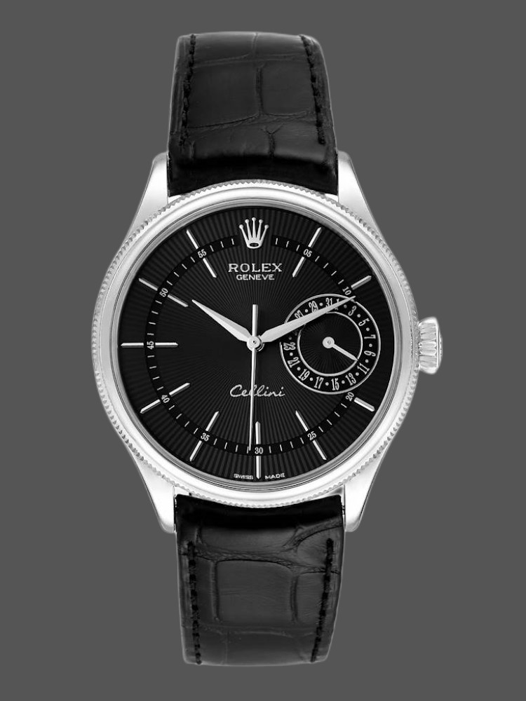 Black Dial Black Leather Strap