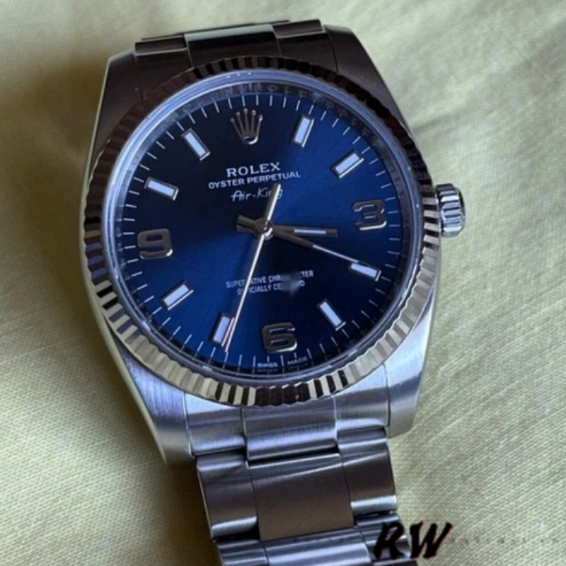 Blue Dial Grooved Bezel Aviation Style 34mm Unisex