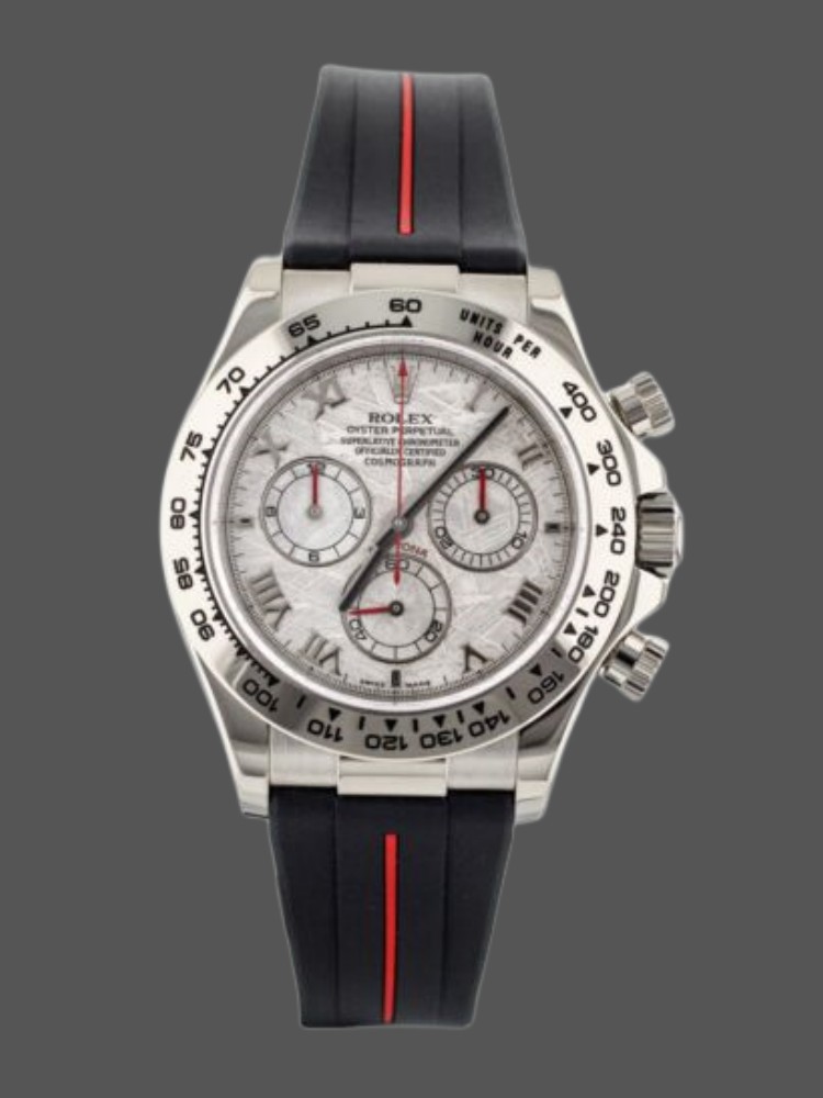 Meteorite Dial Rubber Strap Chronograph 40mm Mens