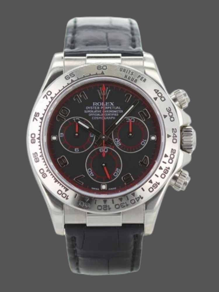 Black Racing Dial Leather Strap Chronograph 40mm Mens