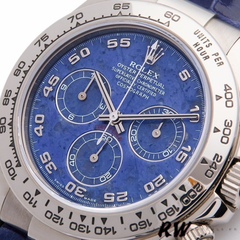 Sodalite Arabic Dial Blue Alligator Leather Chronograph 40mm Mens