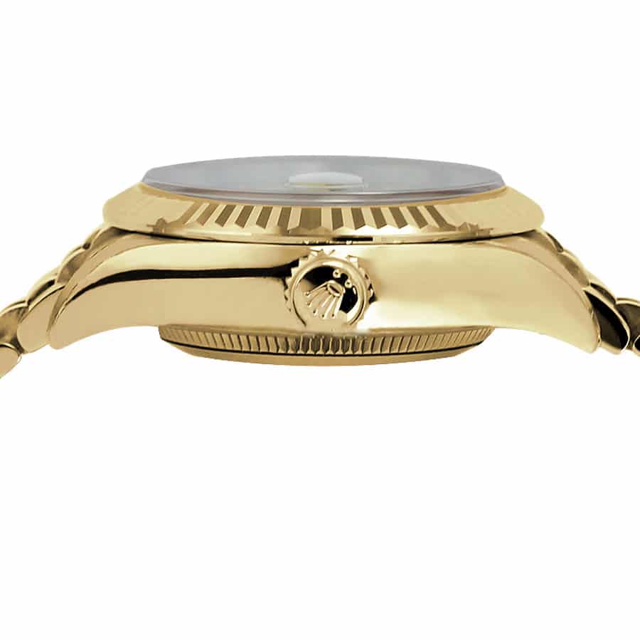 Diamond Markings Fluted Bezel Yellow Gold 28mm Lady