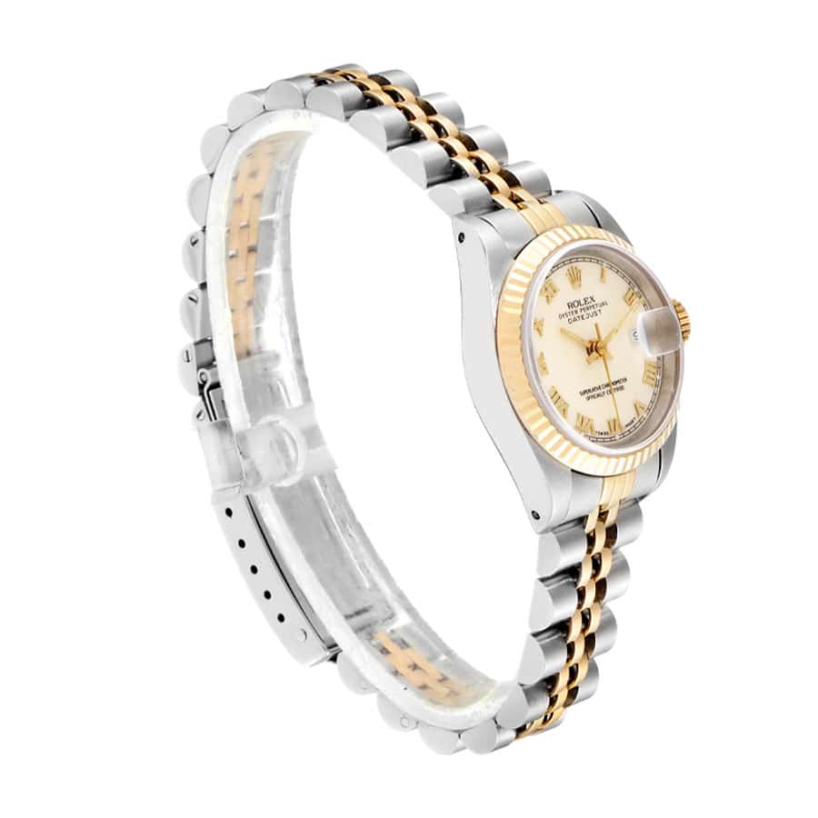 Silver Dial Fluted Bezel Yellow Gold 28mm Lady