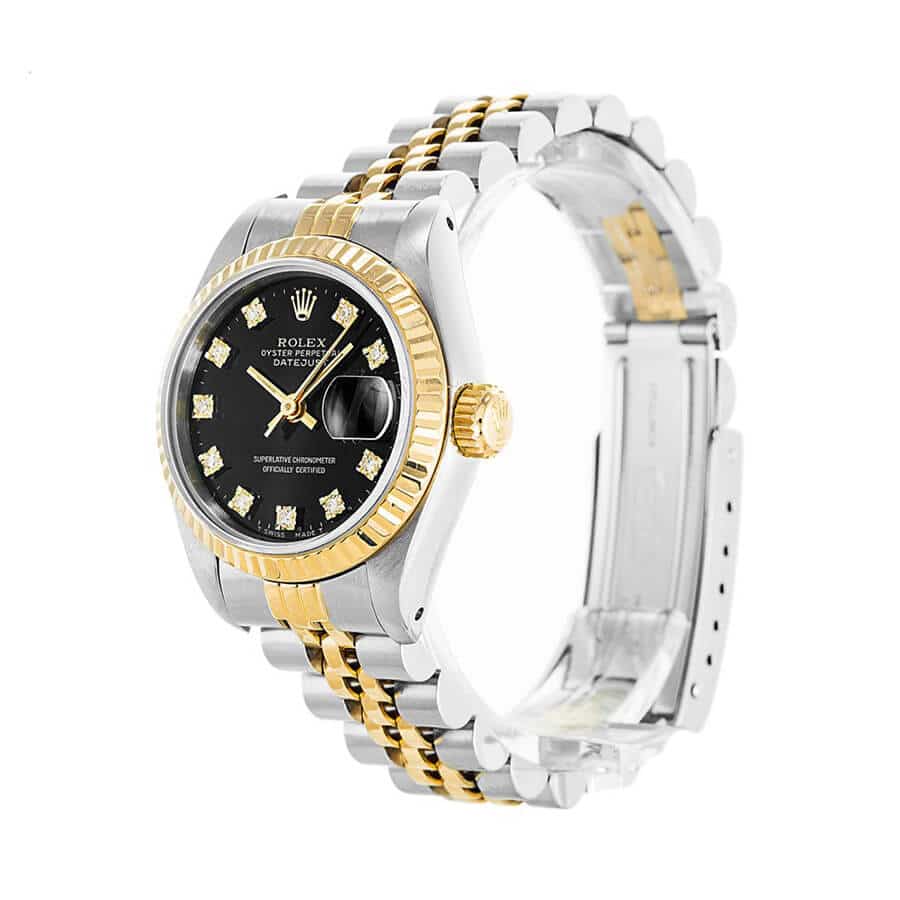 Black Diamond Dial Yellow Gold 28mm Lady