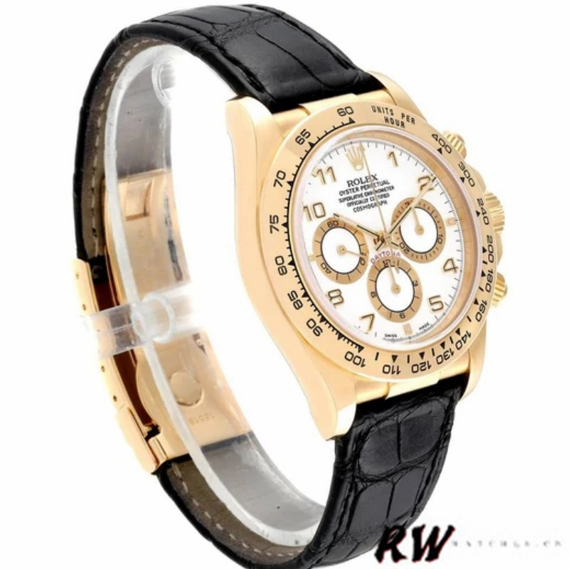 White Dial Black Leather Strap Chronograph 40mm Mens
