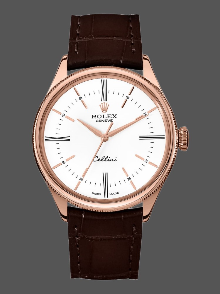 White Dial Brown Leather Strap