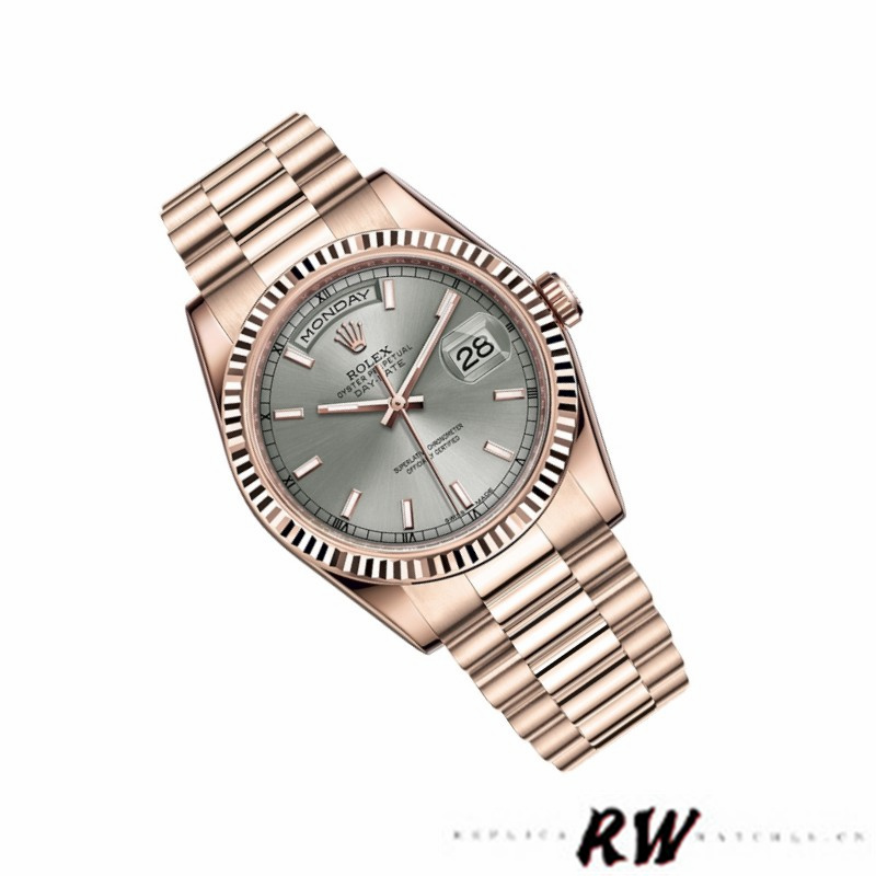 Rhodium Grey Dial Rose Gold Date