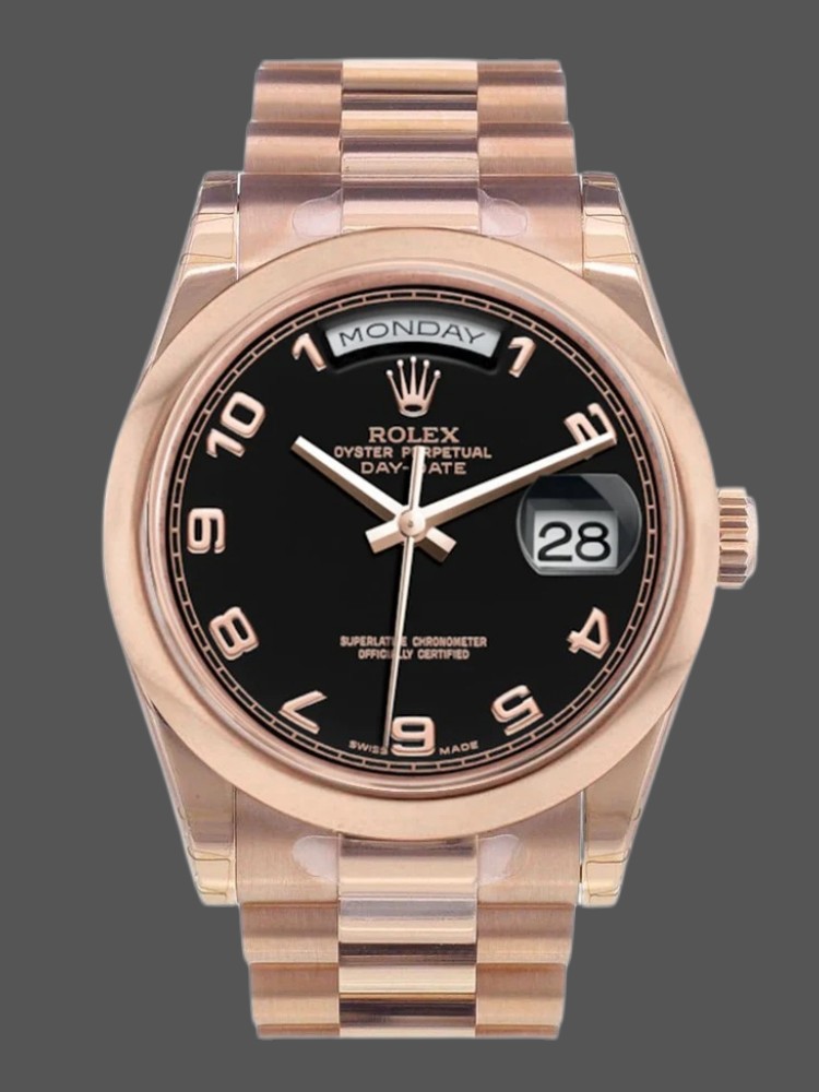 Black Arabic Dial Rose Gold Date 36mm Unisex