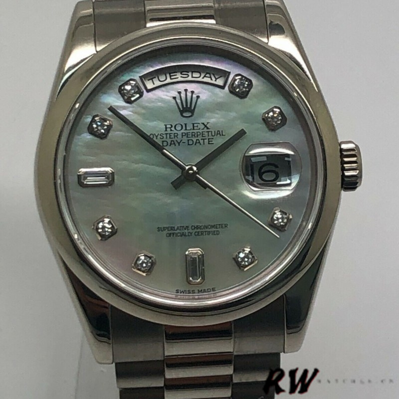 Platinum White Mother of Pearl Diamond Dial Date