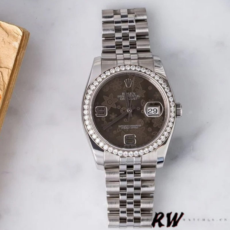 Chocolate Floral Date Display 36mm Unisex