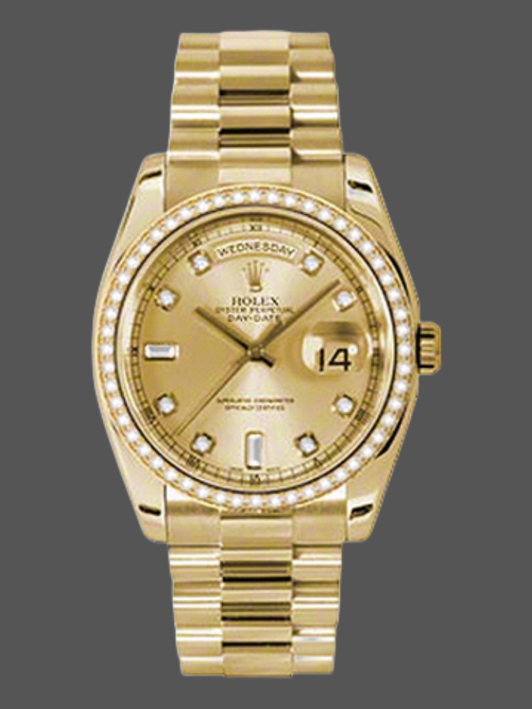 Champagne Diamond Dial Yellow Gold Date