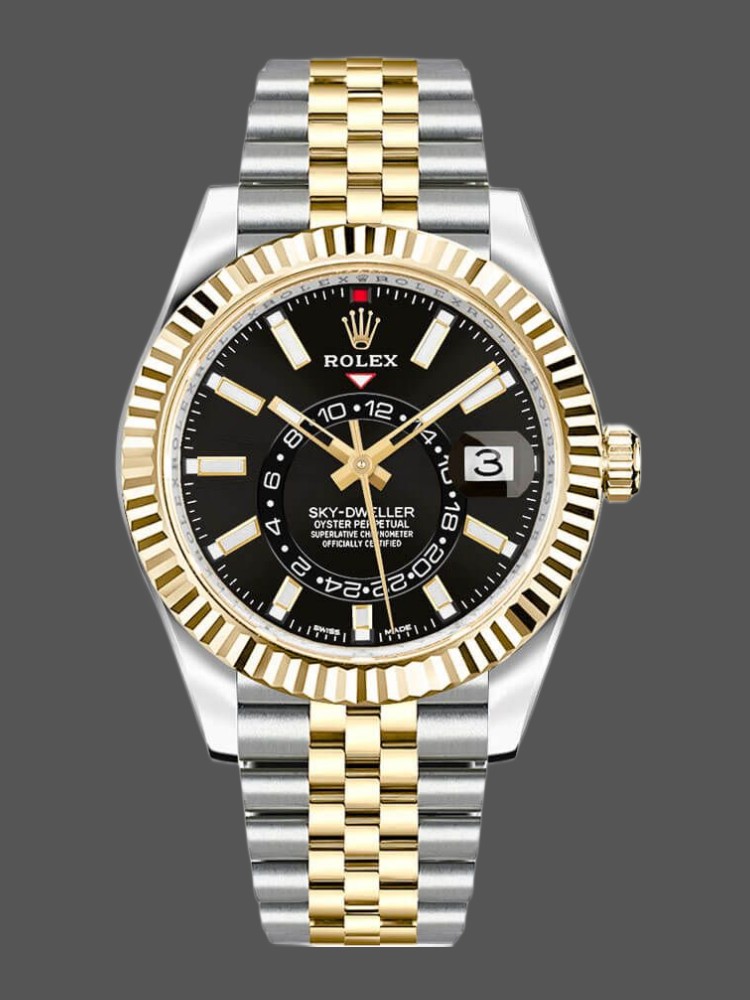 Stainless Steel Yellow Gold Black Dial