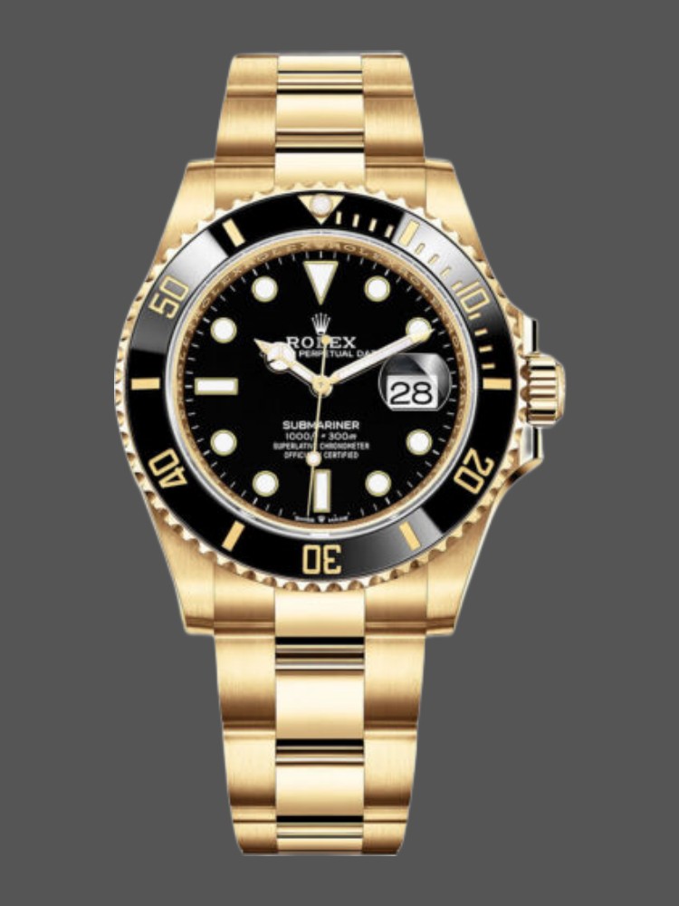 Black Dial Yellow Gold Diver 40mm Mens